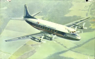 Avion Air France Viscount — illustration aérienne — éditeur SAFPHO
