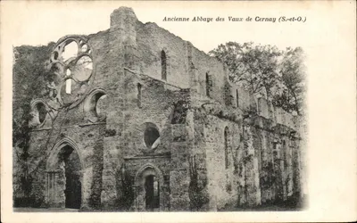 Antiga Abadia dos Vaux de Cernay (S.-et-O.) — ruínas góticas com rosácea — A. Bourdier, imp.-edit., Versailles