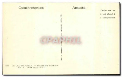 Il Lago d'Annecy — Chiesa di Sévrier e la Tournette — Editore Lévy, Parigi — Verso