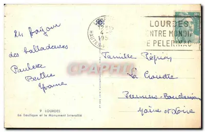 Lourdes — La Basílica y el Monumento Interaliado — Cie des Arts Photographiques, París — Reverso