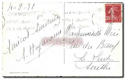 Genewa. Wyspa Rousseau, most Mont Blanc i Mont Blanc — Wydawca O. Sartor, nr 125 — Rewers