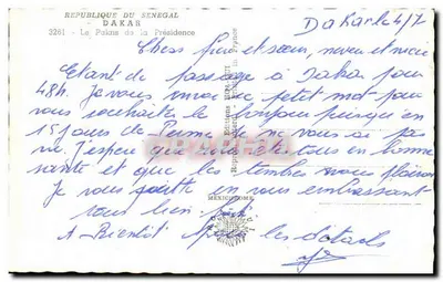 Palácio da Presidência — Dakar — Edições Raphaël, França — Verso