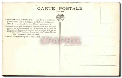 Wejście do Ossuarium Douaumont — Katedra Katolicka — Wydawca Verdun — Rewers