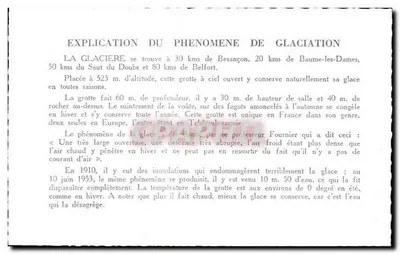 A Glacière — Gruta natural a 525 m de altitude — Editor Graphi'phil — Verso
