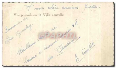Bilhete postal antigo Marox Port Lyautey Vista Geral sobre a Cidade Nova — Verso