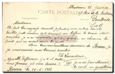 Rouen — Wieża Muzeum Jeanne d'Arc — B.D. nr 26 — Rewers