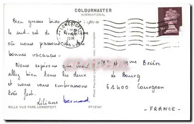 Belle Vue Park — Lowestoft — Colourmaster International — Verso