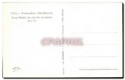 Passy-Assy (Haute-Savoie) — Sana Martel de Janvillie et rocher des Fiz — Edição La Cicogne, Lyon — Verso
