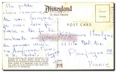 Disneyland — Saudações do Disneyland — Walt Disney Productions — Verso