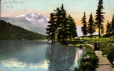 Lake Campferose — lakeside view with snow-capped mountain — publisher Campferose, no. 6586