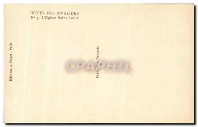 Interior da Igreja de São Luís dos Invalidos — Editor A. Noyer, Paris — Verso