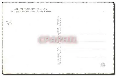 Versailles (S.-et-O.) — Vue générale du Parc et du Palais — Éd. d'Art A.P. II, Colbart — Rewers