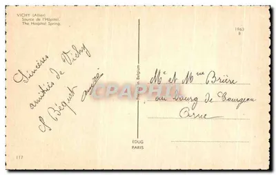 Vichy (Allier) — Source de l'Hôpital — Édug Paris, n°117 — Verso