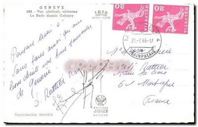 Genebra — Vista geral aérea — Edições Jaeger — Verso