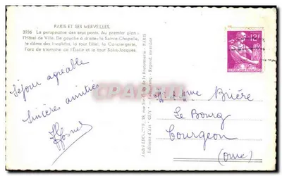 Paris — vue aérienne des toits et de la Tour Eiffel — éditeur André LECOUTE GUY, n° 3236 — Verso