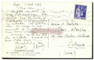 Widok Hotelu Suppéraonères — Luchon — Wydawnictwo Larouches — Rewers