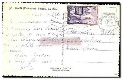 Caen (Calvados) - Statek parowy i łódź na Môle — Wydawnictwo Gaby, nr 134 — Rewers