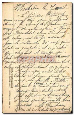 Wiesbaden, Kaiser-Friedrich-Platz — Hotel Nassau, habitado pelo general Bago — editor Kupferstich-Verlag, n° 34010 — Verso