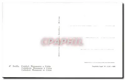 Catedral de Sevilha — Monumento a Colombo — Heliotype Española, Madrid — Verso
