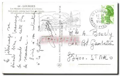 Lourdes — Bazylika Najświętszej Maryi Panny z Lourdes — Wydanie A. Doucet — Rewers