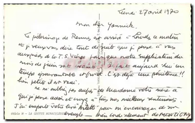 Grotte Bénie — peregrinação à Virgem — editor Yan, n° 88bis M — Verso