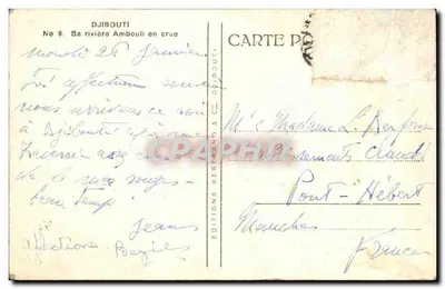 Djibouti — Fluss Ambouli in Überschwang — Éditions Bertrand & Cie Djibouti, Nr. 9 — Rückseite