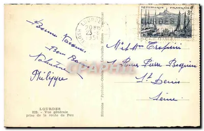 Lourdes — Vista geral tirada da estrada de Pau — Edições Lourdes — Verso
