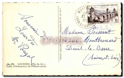 Lourdes — Pic du Jer — Table d'Orientations de l'Observatoire — Édition spéciale « Magasins du Pic du Jer » — Verso