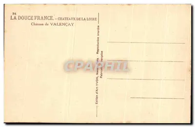 Zamek w Valençay — Zamek Loary — Wydawnictwo Sztuki YVON, Paryż — Rewers