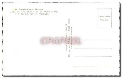Il lago Leman e il Monte Bianco — visti dal Col de la Faucille — Edizione E. Protet, Dole (Jura) — Verso