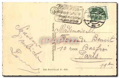 Zell am See g. d. Steinerne Meer — panoramowy widok jeziora z górami zasypanymi śniegiem — Echt Kupferdruck Nr 4706 — Rewers