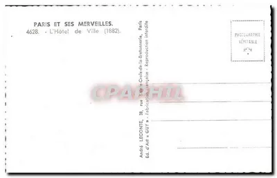 Paris - O Hôtel de Ville (1882) — André Leconte, Ed. d'Art « GUY » — Verso