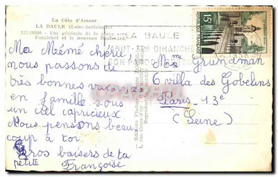 La Baule (Loire-Inférieure) — Vista geral da praia em direção a Pornichet e o novo Boulevard — Éditions Photos-d'Or, Tanisol — Verso