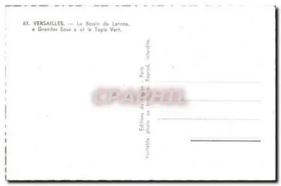 Versailles — Basen Latony. « Grandes Eaux » i Tapis Vert. — Wydawnictwo Globus, Paryż — Rewers