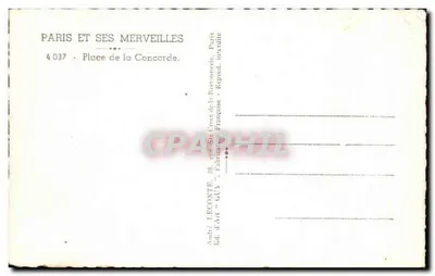 Place de la Concorde — Paris — editor GUY, n° 4037 — Verso