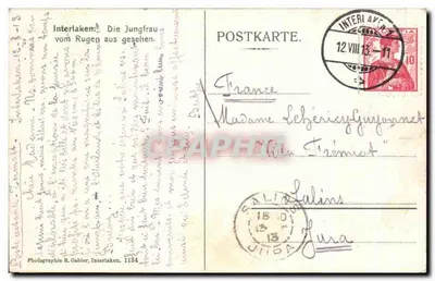 Vista do Jungfraujoch — Interlaken — Fotografia R. Gabler, n°1184 — Verso