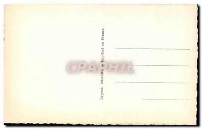 Vila nevada com igreja — carta postal de Natal — Reprod. Proibida. Impressa na França. — Verso