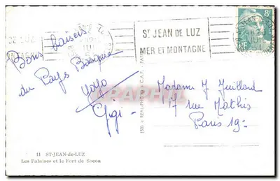 As Falésias e o Forte de Socoa — ST-JEAN-DE-LUZ — C.A.P. (50) — Verso