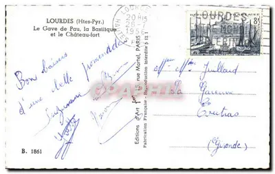 Lourdes (Hautes-Pyrénées) — Gave de Pau, Bazylika i Zamek-Fort — Wydawnictwo Sztuki Francuskiej — Rewers