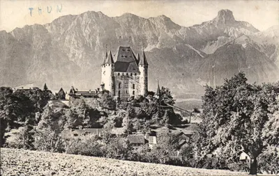 Thun — Castelo de Thun e o Stockhorn — Wehrli A.-G., Kilchberg-Zürich