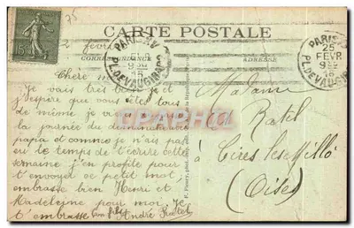 Stara pocztówka Tour Paris Auteuil Passy Widok Na Rzeczkę Seinę I Most Przez Metr — Rewers