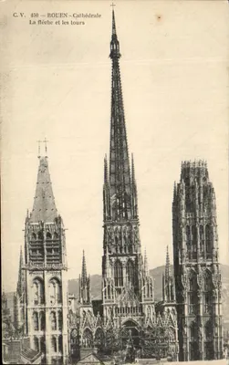 Rouen - Catedral — A flecha e as torres — C.V. 450