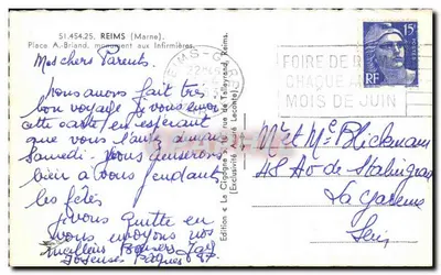 A Garça — Place A. Briand, Reims — Edição « A Garça » de André Leconte — Verso