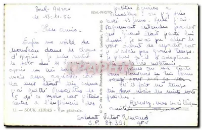 Stara pocztówka Stara pocztówka Souk Ahras Ogólny widok Algieria — Rewers