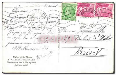 Monumento dos 4 filhos Aymon — Vale da Meuse — editor A.A. (47) — Verso