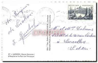 Szpital i most w Venasque — Luchon (Haute-Garonne) — Wyd. L'Abouche, Pyr. Océan — Rewers