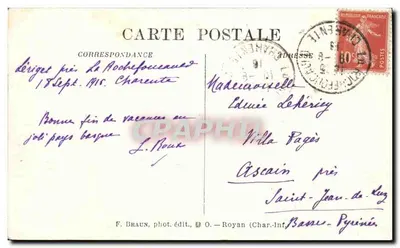 La Rochefoucauld — O Castelo na estrada de Chasseneuil — F. Braun, fot. edit., Royan (Char. Int.) — Verso