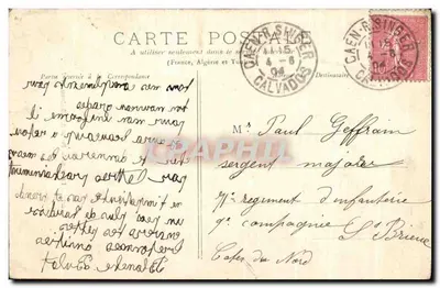 Caen — Wielka brama zamku — L. D. — Rewers