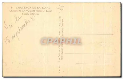 Zamek Langeais — fasada wewnętrzna — Les Éditions d'Art Yvon, Paryż — Rewers