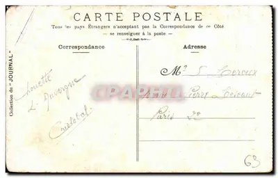 Antieke ansichtkaart L'Auvergne Uitzicht op Roche percee — Achterkant